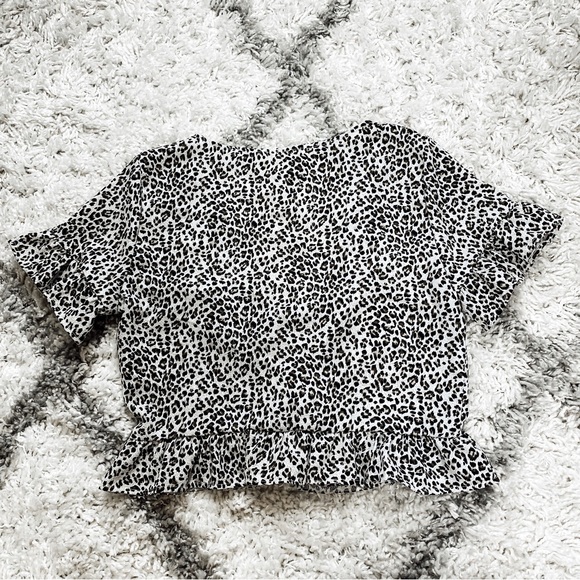 Princess Polly Leopard Print Ruffled Top/Cardigan with Front Ties Size 12 - Picture 3 of 9